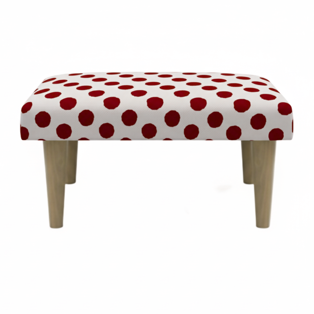 Hand-Painted Upholstered Linen Square Footstool in Polka Dot print