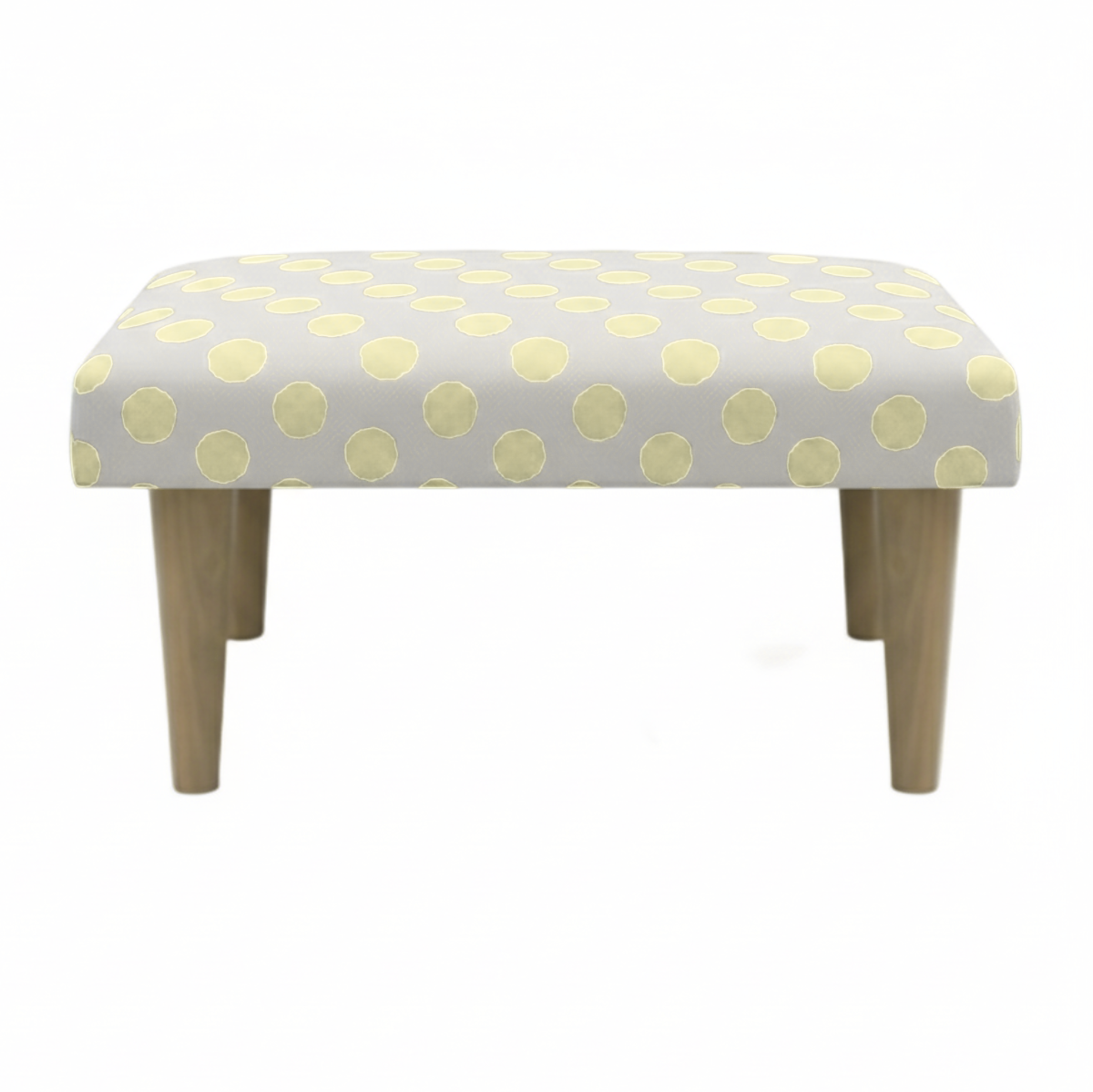 Hand-Painted Upholstered Linen Square Footstool in Polka Dot print
