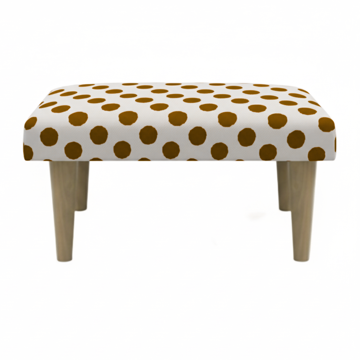 Hand-Painted Upholstered Linen Square Footstool in Polka Dot print
