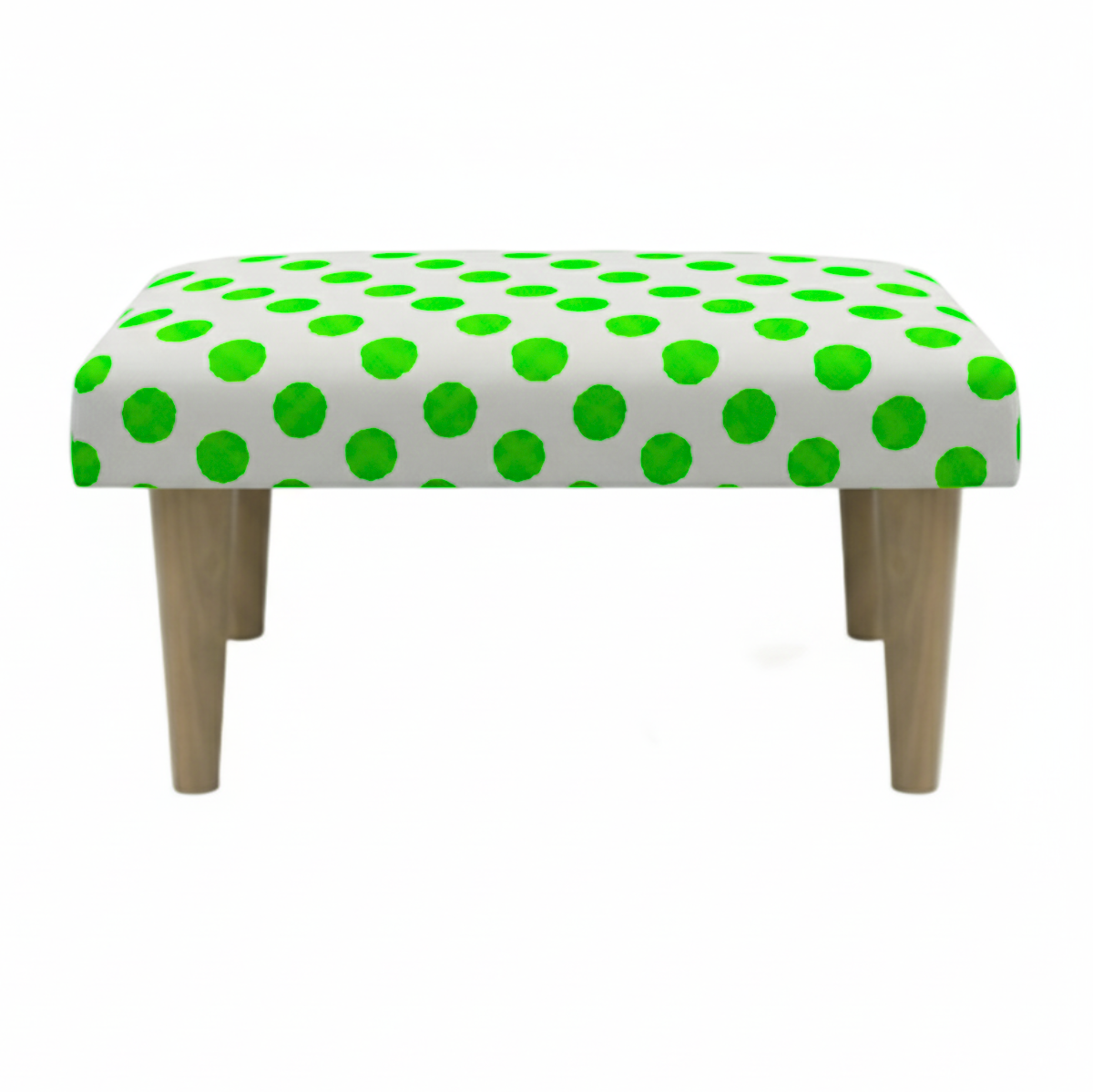 Hand-Painted Upholstered Linen Square Footstool in Polka Dot print