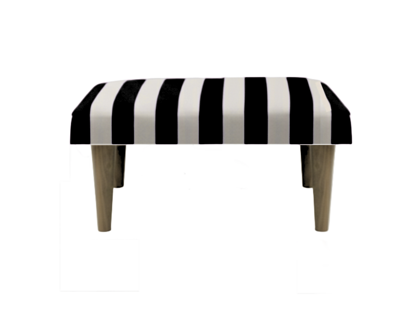 Hand-Painted Upholstered Linen Square Footstool in Stripe print
