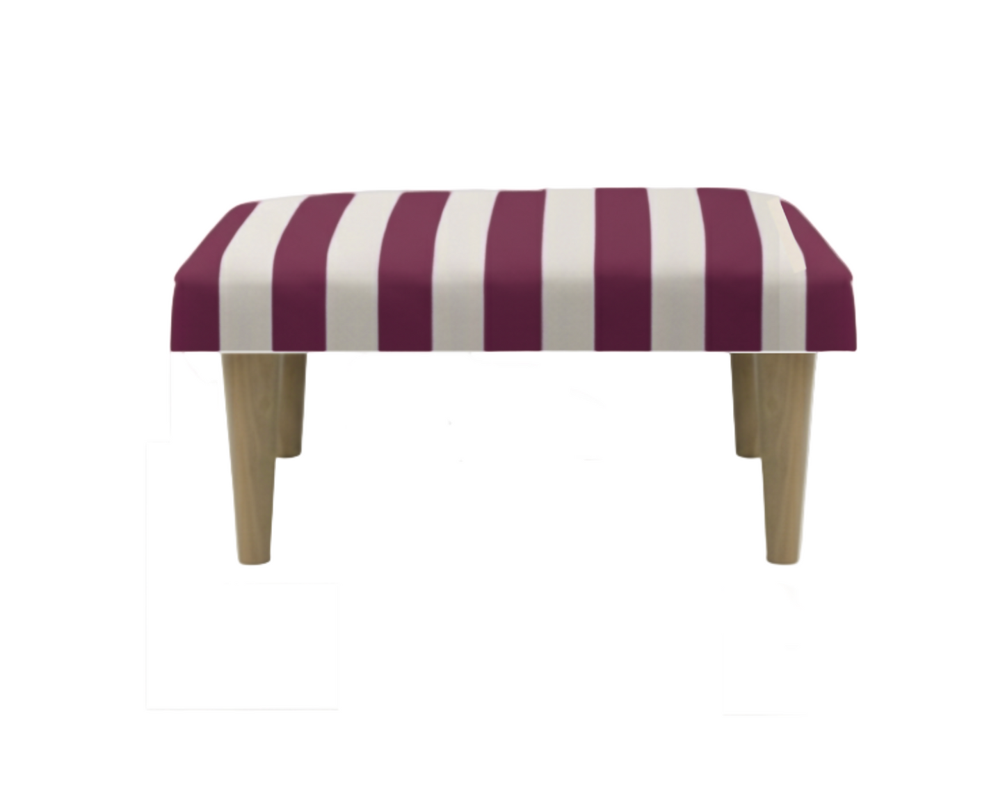 Hand-Painted Upholstered Linen Square Footstool in Stripe print