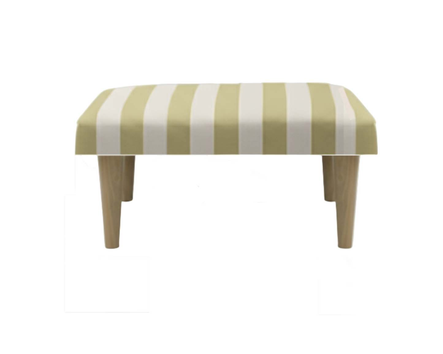 Hand-Painted Upholstered Linen Square Footstool in Stripe print