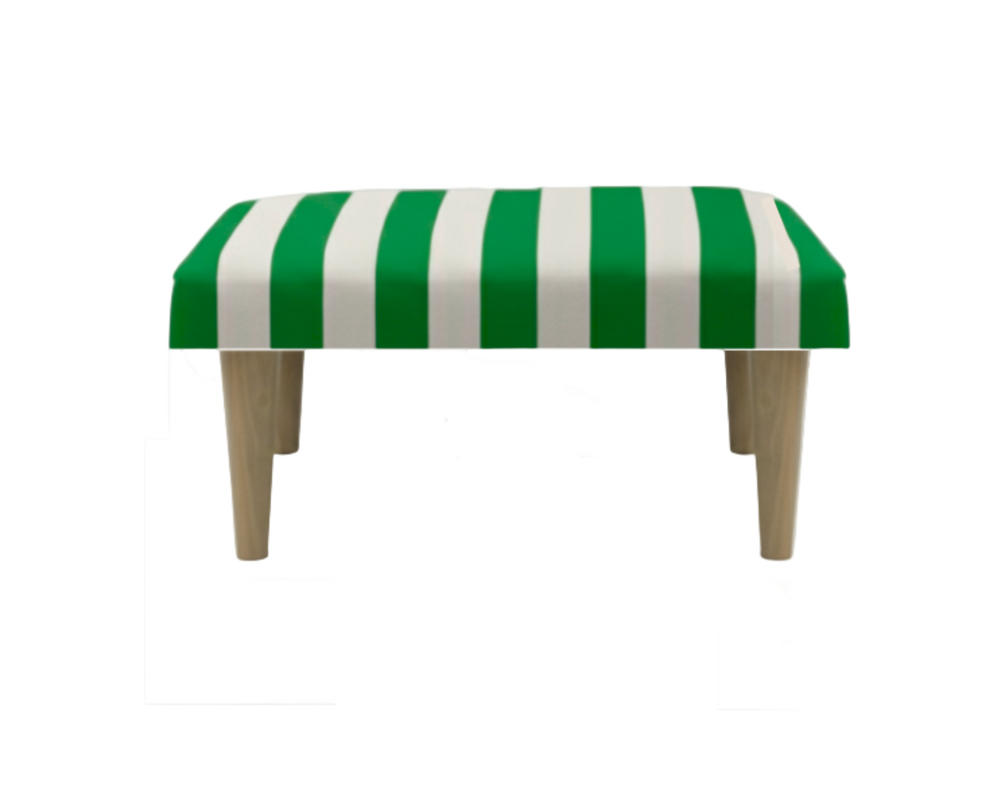 Hand-Painted Upholstered Linen Square Footstool in Stripe print