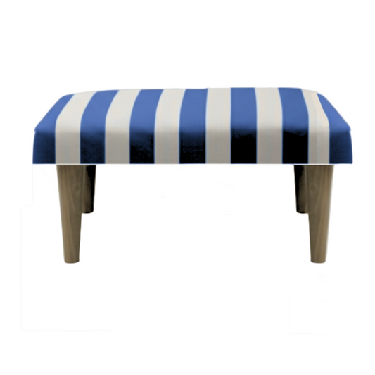 Hand-Painted Upholstered Linen Square Footstool in Stripe print