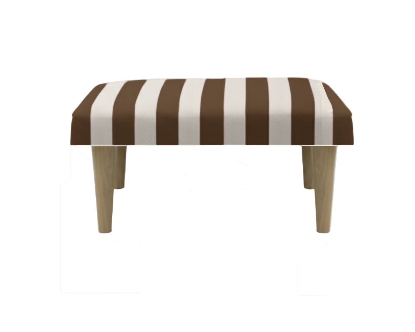 Hand-Painted Upholstered Linen Square Footstool in Stripe print