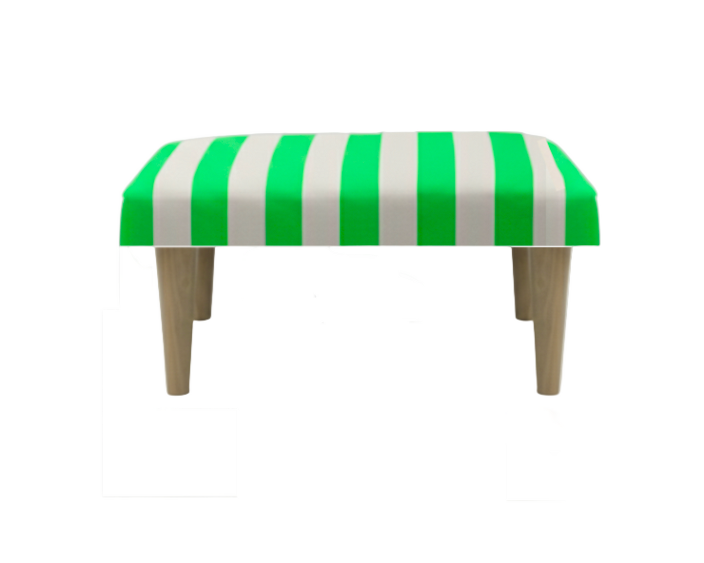 Hand-Painted Upholstered Linen Square Footstool in Stripe print