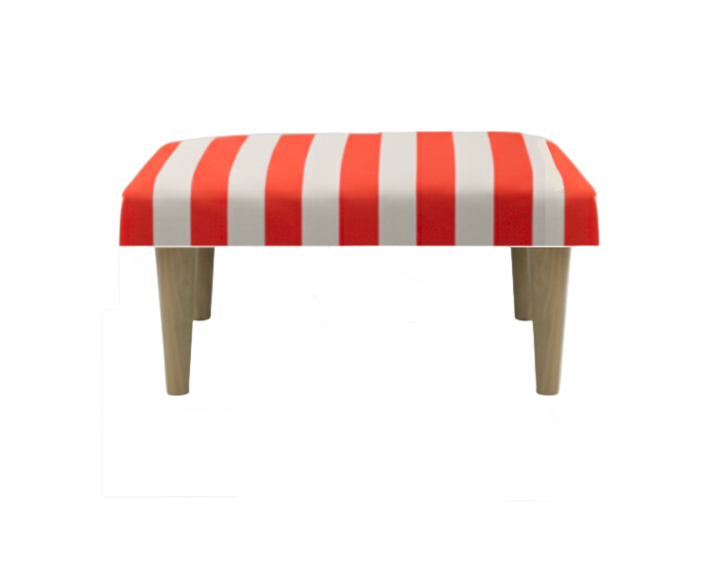 Hand-Painted Upholstered Linen Square Footstool in Stripe print