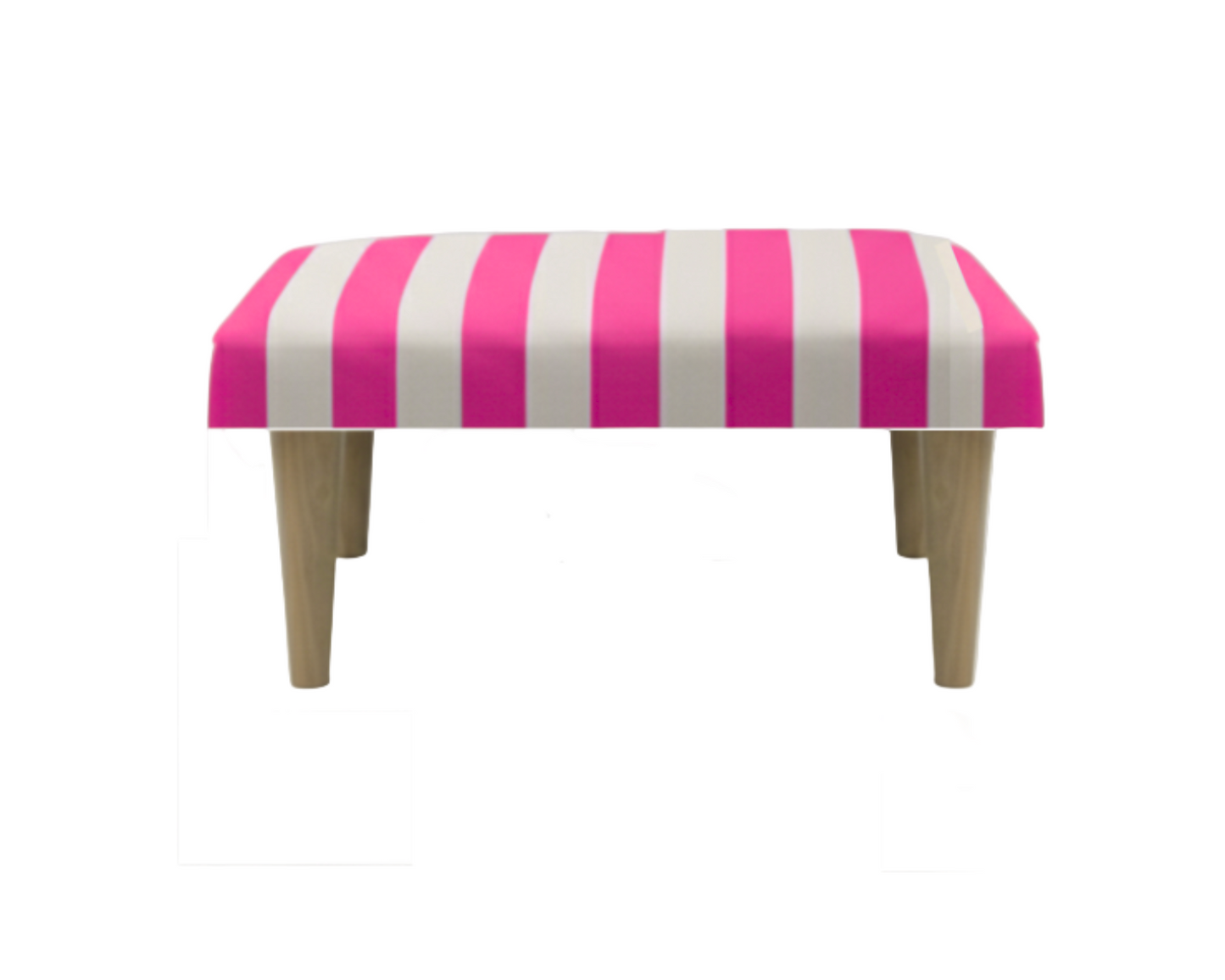 Hand-Painted Upholstered Linen Square Footstool in Stripe print
