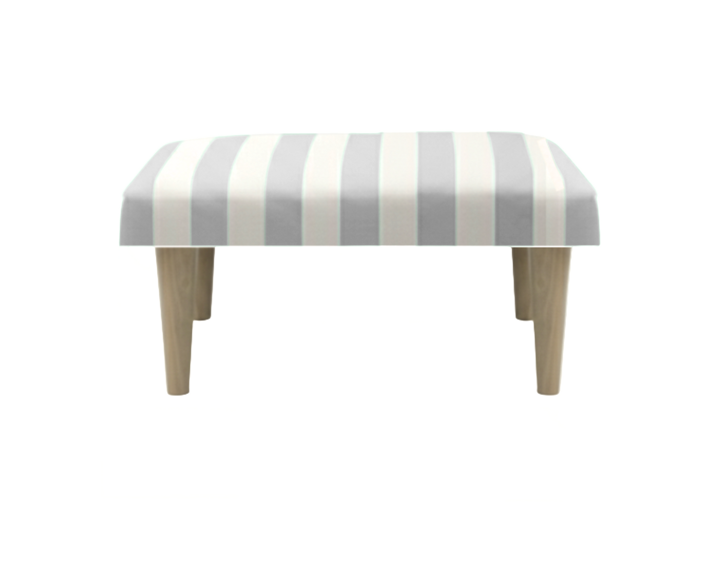 Hand-Painted Upholstered Linen Square Footstool in Stripe print