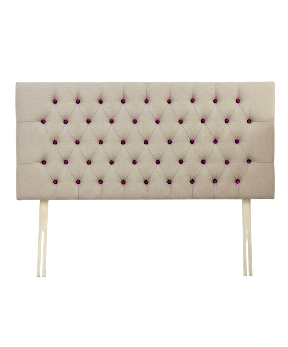 Upholstered Linen Double Headboard with contrast Button Tufting