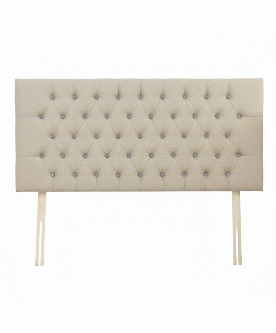 Upholstered Linen Single Headboard with contrast Button Tufting