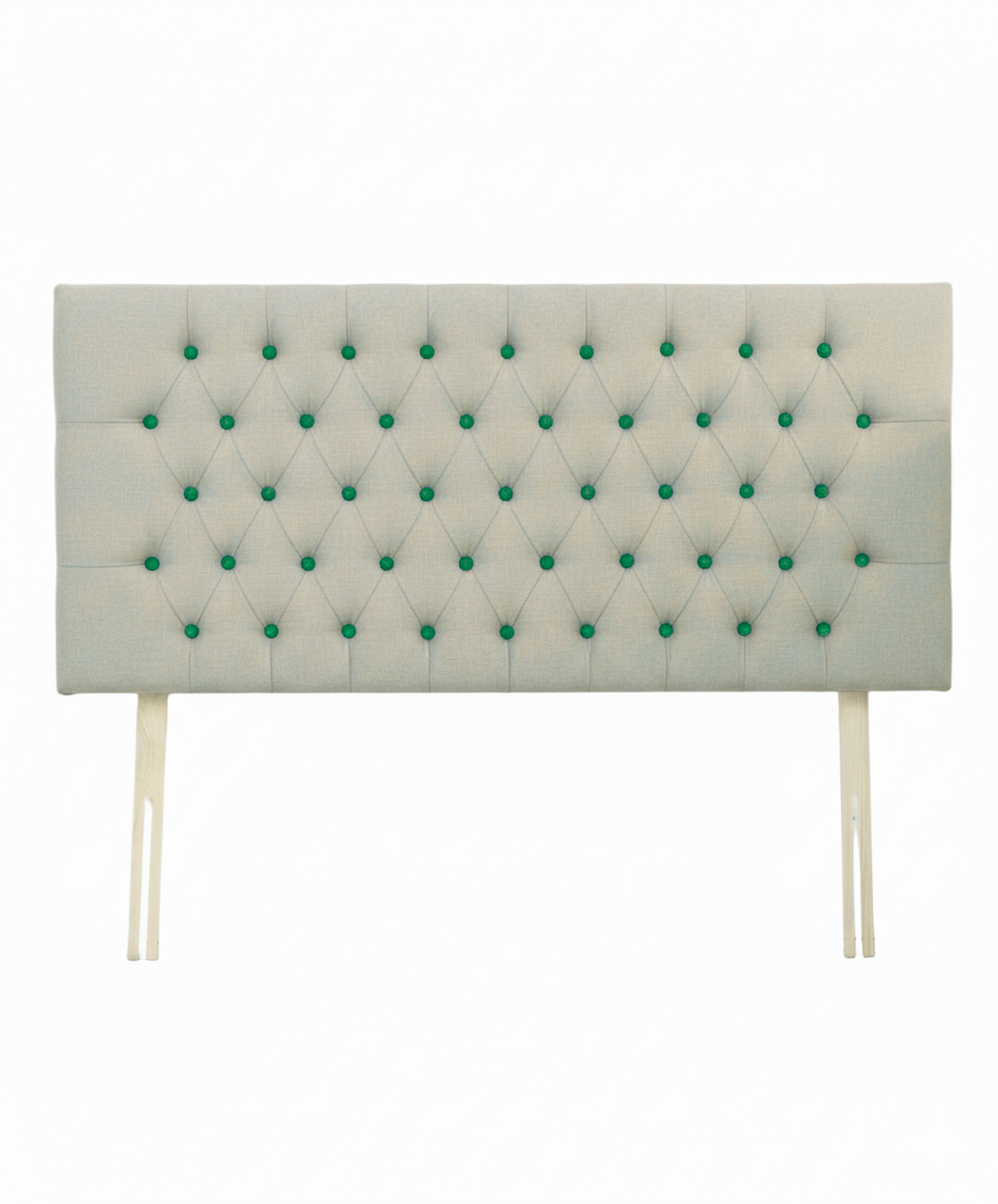 Upholstered Linen Single Headboard with contrast Button Tufting