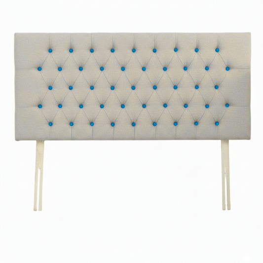 Upholstered Linen Single Headboard with contrast Button Tufting