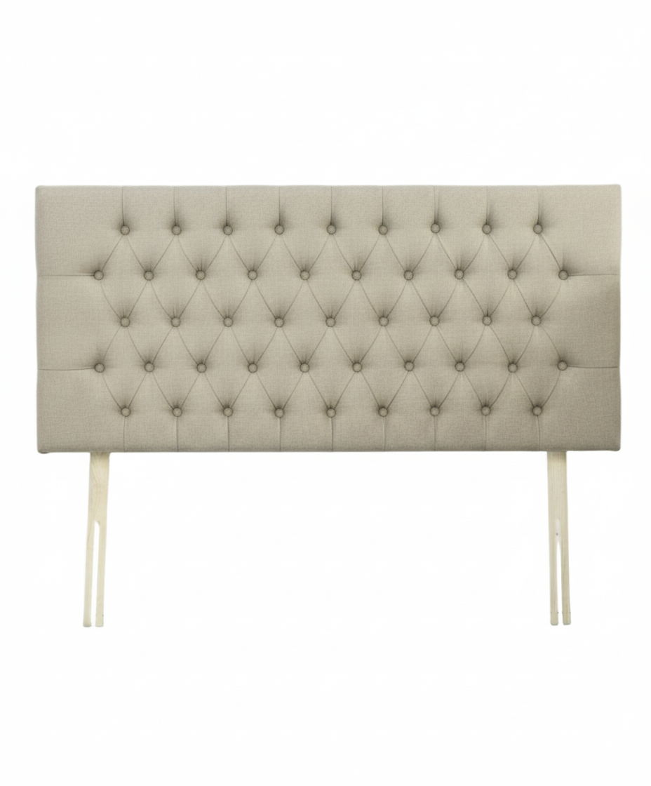 Upholstered Linen Single Headboard with contrast Button Tufting