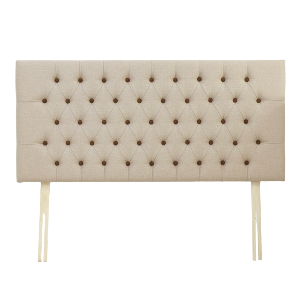 Upholstered Linen Single Headboard with contrast Button Tufting