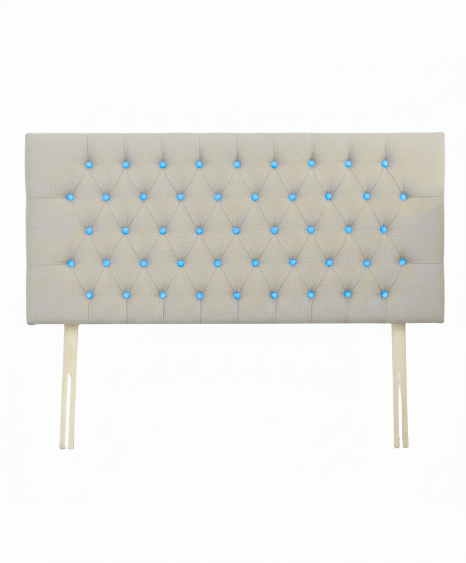 Upholstered Linen Single Headboard with contrast Button Tufting