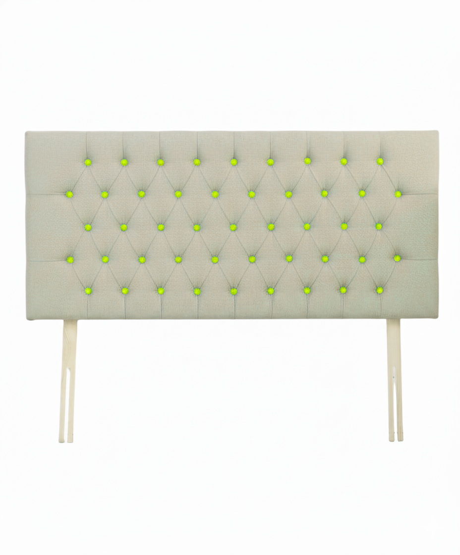 Upholstered Linen Single Headboard with contrast Button Tufting