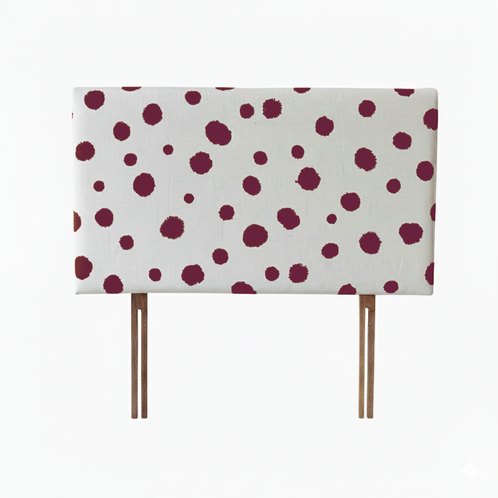 Hand-painted Upholstered Linen Headboard in Polka Dot print Single size
