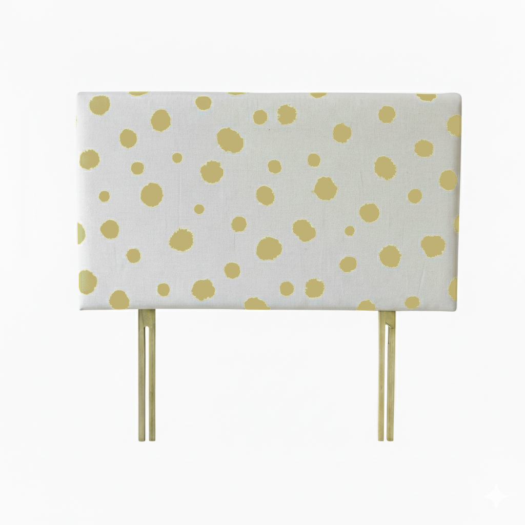 Hand-painted Upholstered Linen Headboard in Polka Dot print Single size