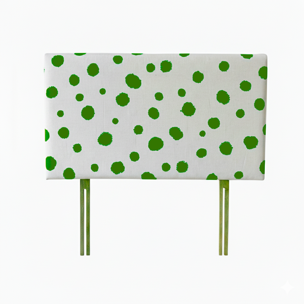 Hand-painted Upholstered Linen Headboard in Polka Dot print King size