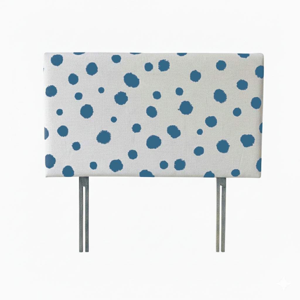 Hand-painted Upholstered Linen Headboard in Polka Dot print Double size