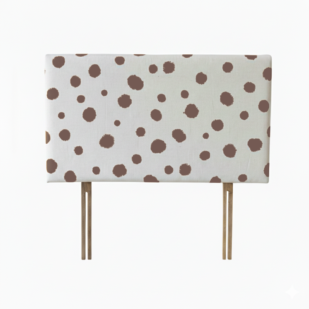 Hand-painted Upholstered Linen Headboard in Polka Dot print Single size