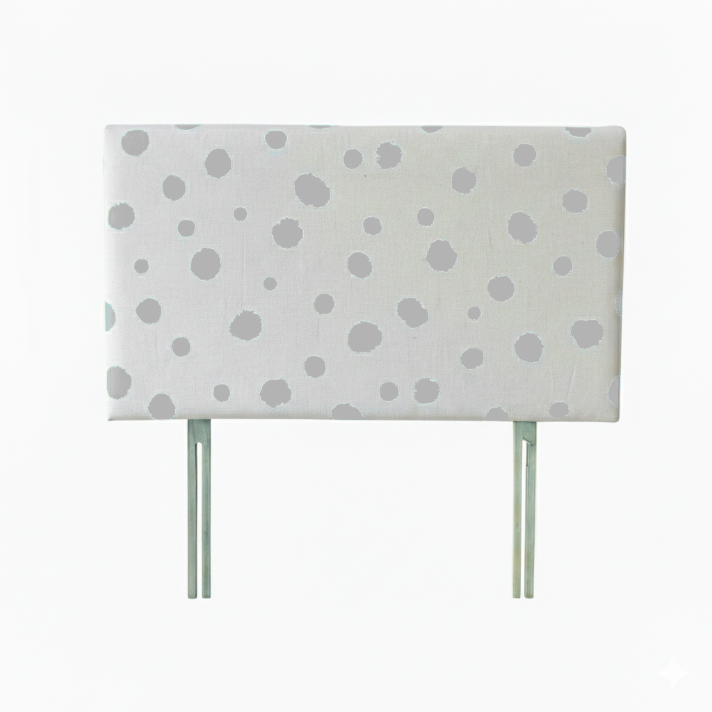 Hand-painted Upholstered Linen Headboard in Polka Dot print Single size