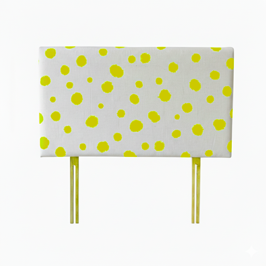 Hand-painted Upholstered Linen Headboard in Polka Dot print King size