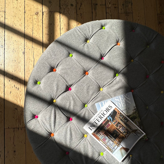 Upcycled Upholstered Circular Colour Coffee Table in Recycled Wool