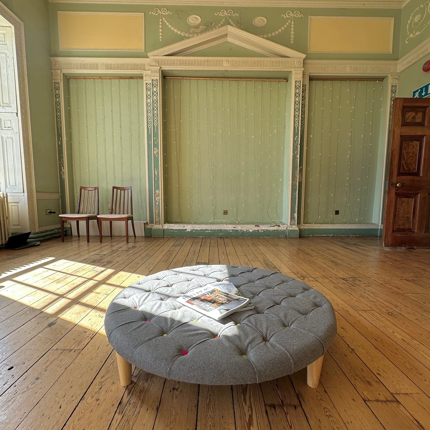 Upcycled Upholstered Circular Colour Coffee Table in Recycled Wool