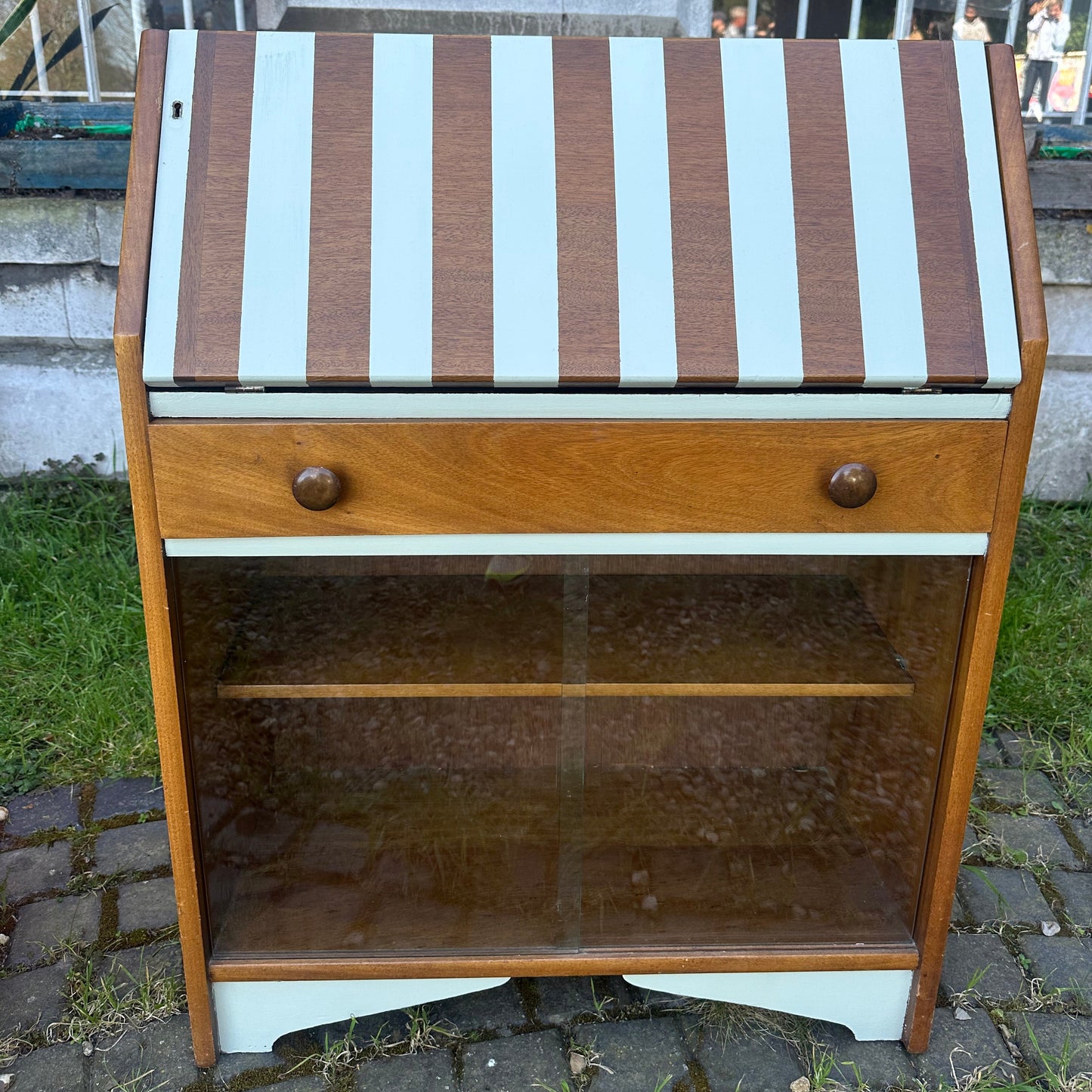 Mid Century Lebus Writing Bureau Desk Cabinet Vintage Teak 1960s Storage Cupboard