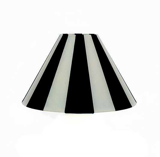 Hand-painted Upcycled Linen Sustainable Lampshade in Stripe print Medium