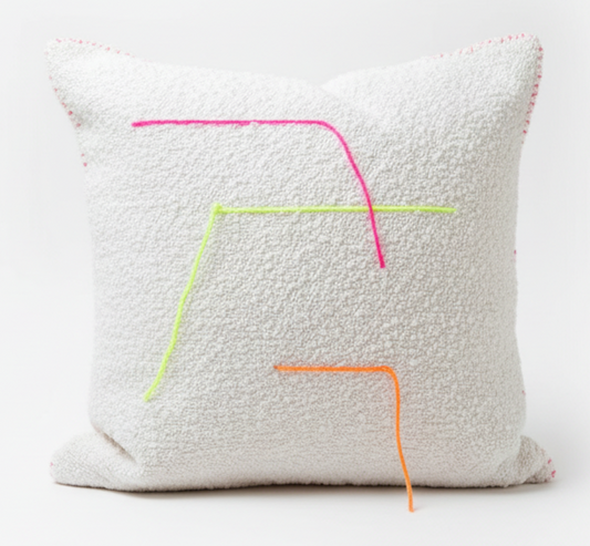 Sustainable Boucle Cushion made with off-cuts & Neon Wool