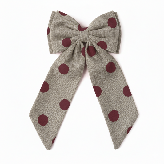 Sustainable Over-sized Linen Polka Dot Bow Hanging Christmas decoration