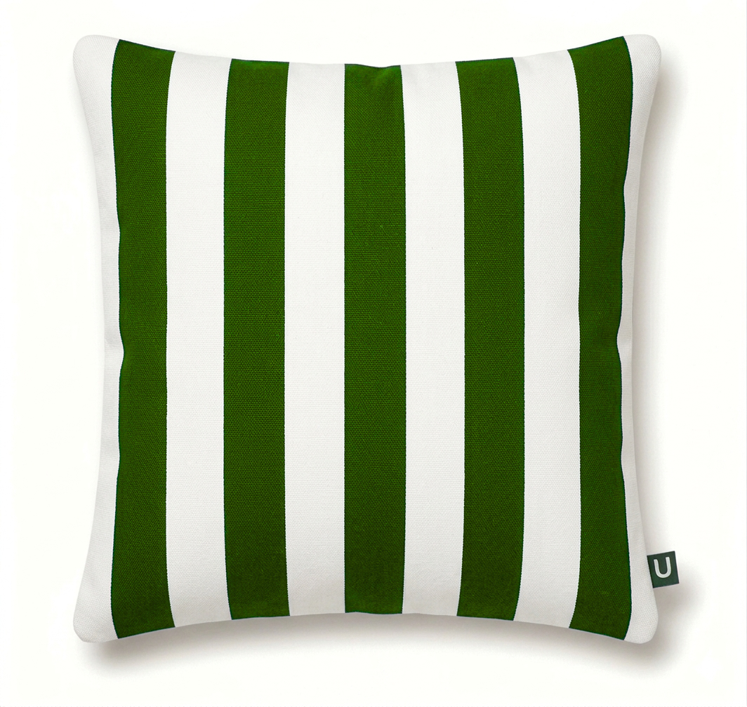 Large Indoor Outdoor Cotton Canvas Stripe Cushion | Water-Resistant Garden & Pool Pillow