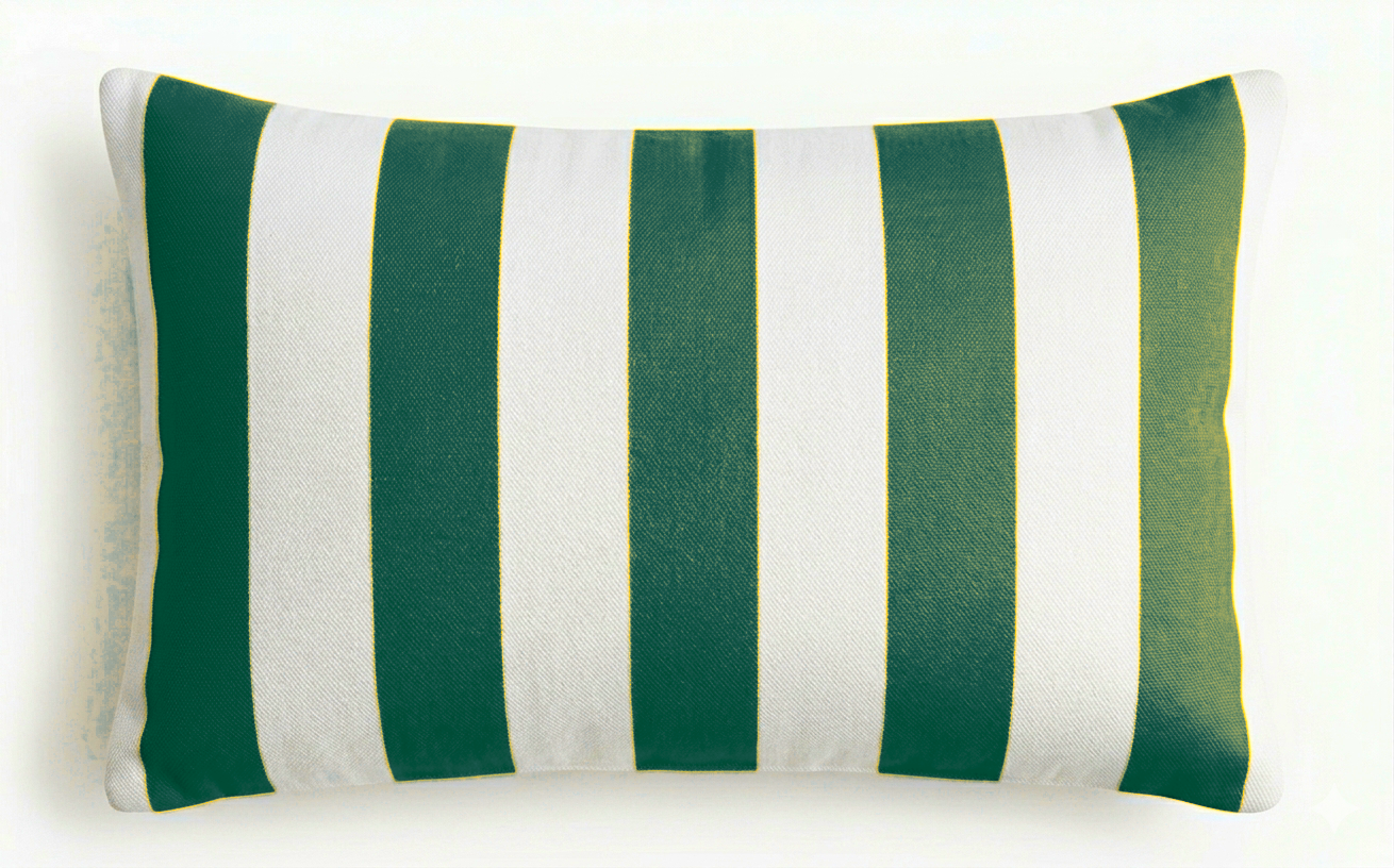 Large Indoor Outdoor Cotton Canvas Stripe Cushion | Water-Resistant Garden & Pool Pillow