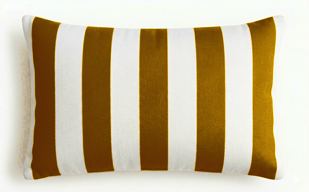 Large Indoor Outdoor Cotton Canvas Stripe Cushion | Water-Resistant Garden & Pool Pillow