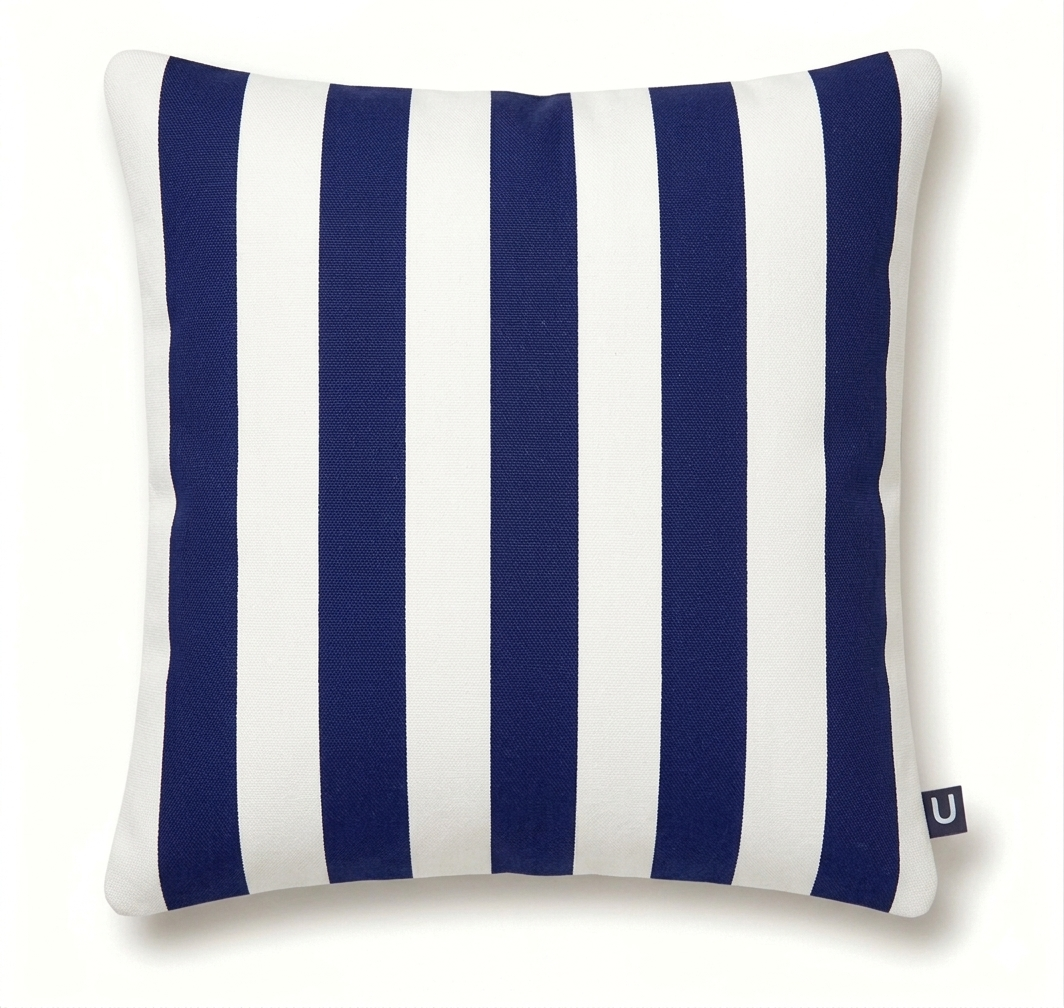 Large Indoor Outdoor Cotton Canvas Stripe Cushion | Water-Resistant Garden & Pool Pillow