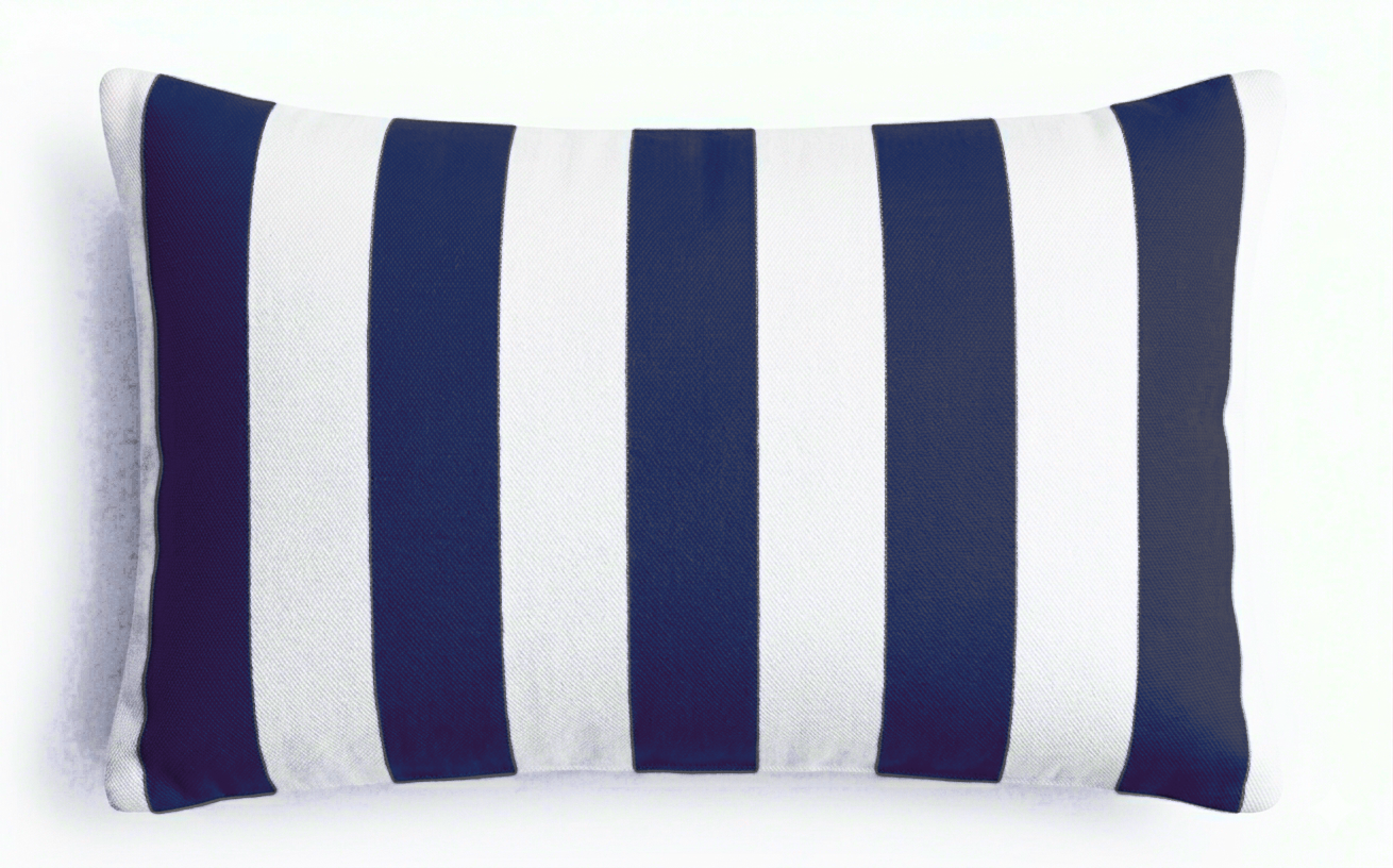 Large Indoor Outdoor Cotton Canvas Stripe Cushion | Water-Resistant Garden & Pool Pillow