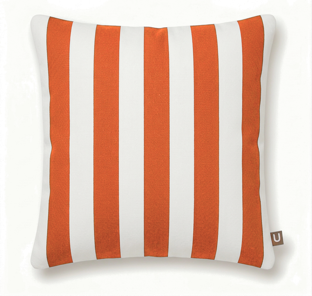 Large Indoor Outdoor Cotton Canvas Stripe Cushion | Water-Resistant Garden & Pool Pillow
