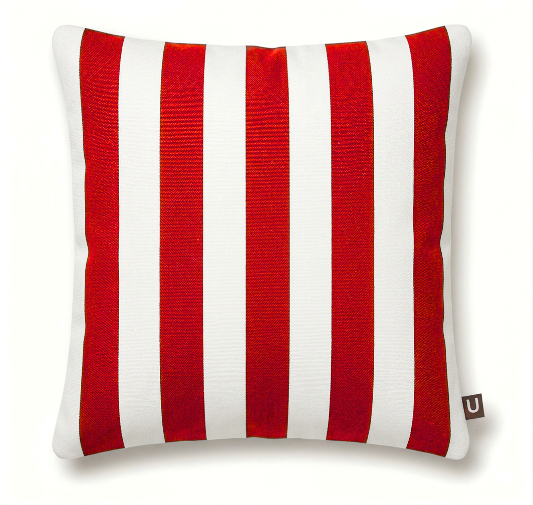Large Indoor Outdoor Cotton Canvas Stripe Cushion | Water-Resistant Garden & Pool Pillow