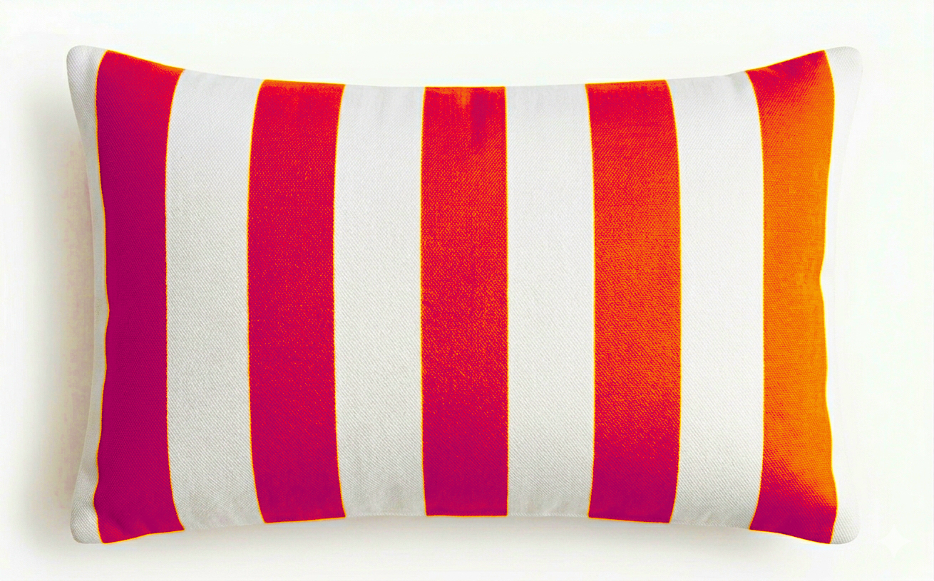 Large Indoor Outdoor Cotton Canvas Stripe Cushion | Water-Resistant Garden & Pool Pillow