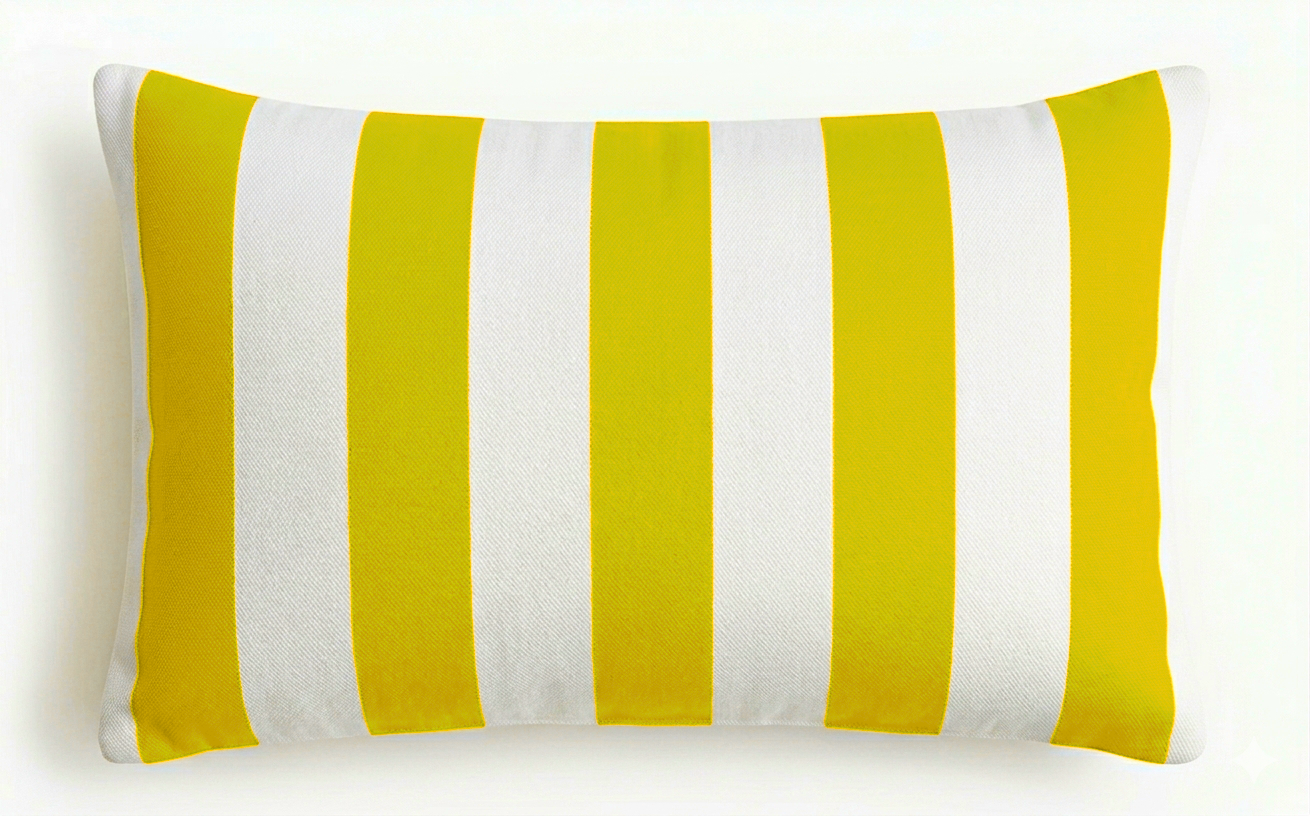 Large Indoor Outdoor Cotton Canvas Stripe Cushion | Water-Resistant Garden & Pool Pillow