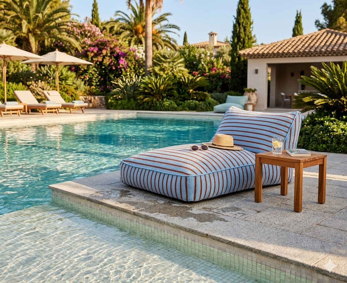 Luxury Inflatable Lounger Bed with Removable Cotton Towelling Cover | Indoor, Garden, Pool & Camping Air Bed