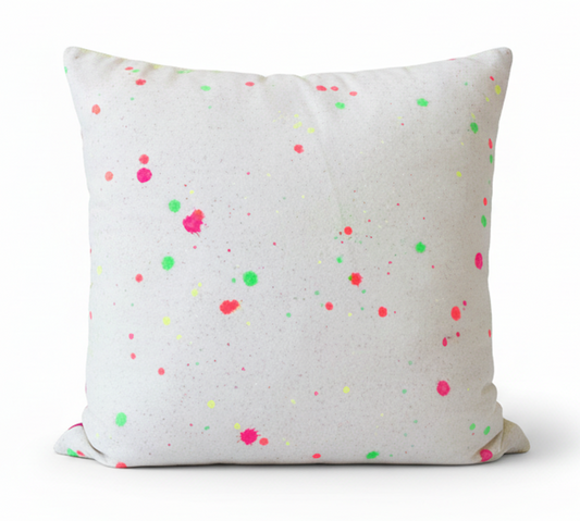 Sustainable Splatter Cushion in Linen & Velvet