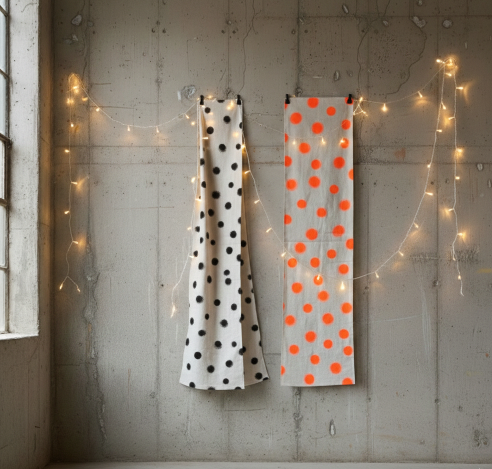 Hand-Painted Dotty print sustainable Linen Table Runner