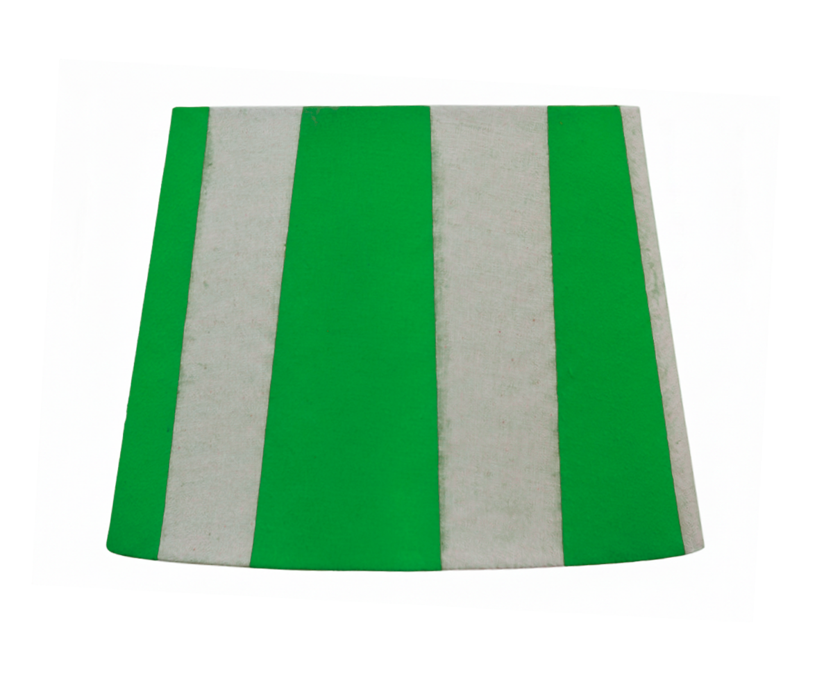 Hand-Painted Upcycled Linen Sustainable Drum Lampshade in Stripe Print