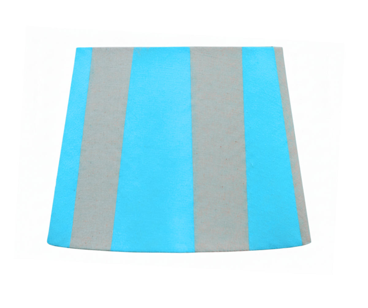 Hand-Painted Upcycled Linen Sustainable Drum Lampshade in Stripe Print