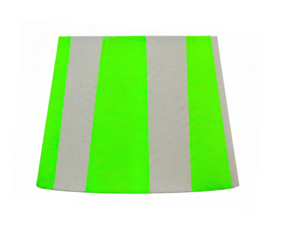 Hand-Painted Upcycled Linen Sustainable Drum Lampshade in Stripe Print